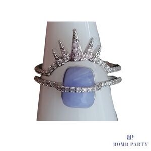 RBP4133 “Ice Queen” Bomb Party Blue Lace Agate & CZ Size 9 Ring